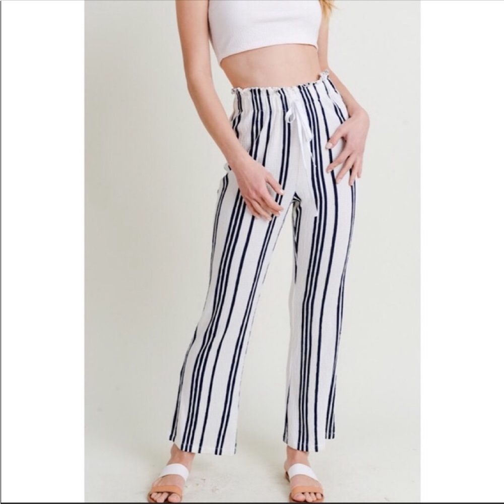 Love tree multi striped wide ankle pants